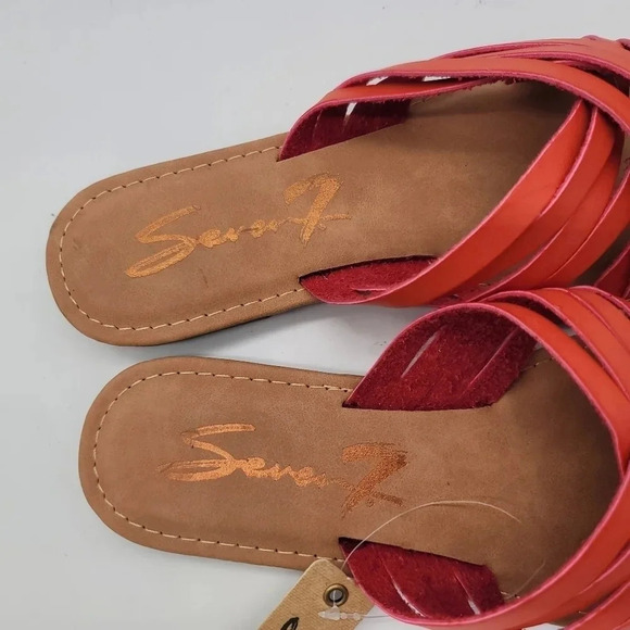 New SEVEN7 Women's Sandals Shoe size 9 M (Eur 40) Orange Tan Faux Leather - Picture 7 of 10